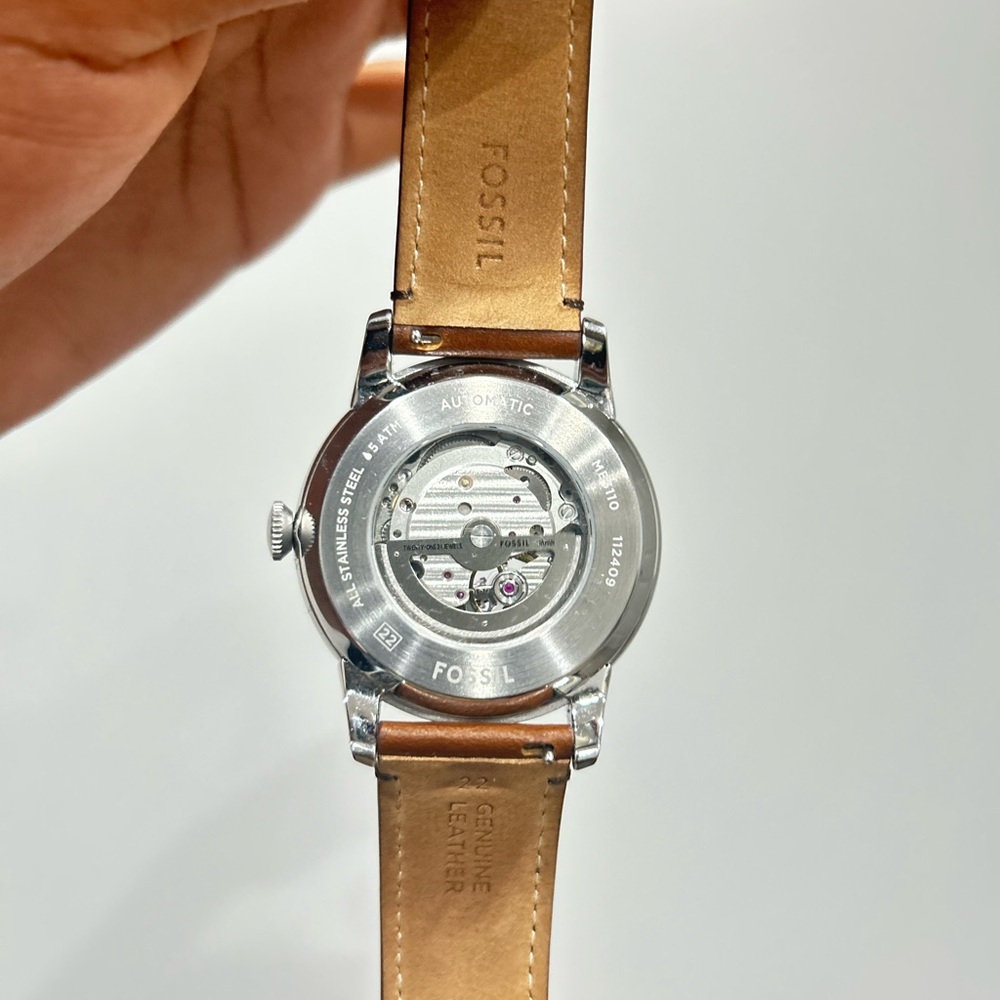 Fossil Men's Blue Dial Watch with Brown Leather Strap - Picture 2 of 2